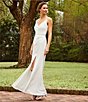 Color:Ivory - Image 5 - Beaded Spaghetti Strap Sweetheart Neckline Draped Gown