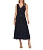 Color:Navy - Image 1 - Beaded V-Neck Sleeveless A Line Gown
