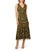 Adrianna Papell Beaded V-Neck Sleeveless Midi Dress, Color:Olive - Image 1