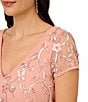 Color:Coral Coast - Image 6 - Beaded V Neckline Cap Sleeve Blouson Gown