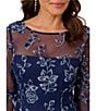 Color:Midnight Multi - Image 4 - Boat Neck 3/4 Bell Sleeve Floral Embroidered Dress