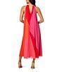 Adrianna Papell Chiffon Color Block Halter Neck Sleeveless Maxi Dress, Color:Red Multi - Image 2