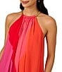 Adrianna Papell Chiffon Color Block Halter Neck Sleeveless Maxi Dress, Color:Red Multi - Image 3