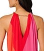 Adrianna Papell Chiffon Color Block Halter Neck Sleeveless Maxi Dress, Color:Red Multi - Image 4
