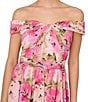 Color:Pink Multi - Image 3 - Chiffon Floral Off-The-Shoulder Cap Sleeve Dress