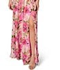Color:Pink Multi - Image 4 - Chiffon Floral Off-The-Shoulder Cap Sleeve Dress