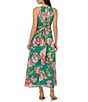 Adrianna Papell Chiffon Floral Print Halter Neck Sleeveless Blouson Maxi Dress, Color:Green Multi - Image 2