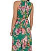 Adrianna Papell Chiffon Floral Print Halter Neck Sleeveless Blouson Maxi Dress, Color:Green Multi - Image 4