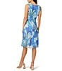 Adrianna Papell Chiffon Floral Print V Neck Sleeveless Front Drape A-Line Midi Dress, Color:Blue Multi - Image 2