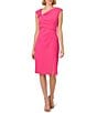 Color:Electric Pink - Image 1 - Crepe Asymmetrical Scoop Neck Sleeveless Dress