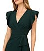 Adrianna Papell Crepe Flutter Cap Sleeve Overlay Jumpsuit, Color:Dark Green - Image 3