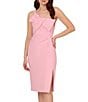 Color:Pink Chill - Image 1 - Crepe One Shoulder Sleeveless Bow Dress
