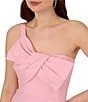 Color:Pink Chill - Image 4 - Crepe One Shoulder Sleeveless Bow Dress
