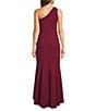 Adrianna Papell Crepe One Shoulder Sleeveless Ruffle Front Gown, Color:Crimson Haze - Image 2