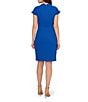 Color:Cobalt Blue - Image 2 - Crepe V-Neck Cap Sleeve Dress