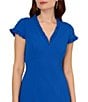 Color:Cobalt Blue - Image 3 - Crepe V-Neck Cap Sleeve Dress