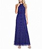 Adrianna Papell Crew Neck Sleeveless Beaded Mesh Long Dress - Image 1