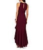 Adrianna Papell Crew Neck Sleeveless Cascading Ruffle High-Low Dress, Color:Cabernet - Image 2