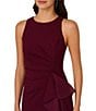 Adrianna Papell Crew Neck Sleeveless Cascading Ruffle High-Low Dress, Color:Cabernet - Image 3
