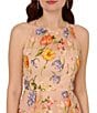 Color:Yellow/Orange - Image 3 - Embroidered Mesh Crew Neck Sleeveless High Low Dress