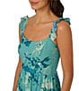 Adrianna Papell Floral Chiffon Square Neck Ruffle A-Line Dress, Color:Slate Multi - Image 3