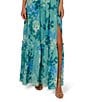 Adrianna Papell Floral Chiffon Square Neck Ruffle A-Line Dress, Color:Slate Multi - Image 4