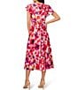 Color:Pink Multi - Image 2 - Floral Chiffon V-Neck Short Flutter Sleeve Dress