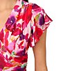 Color:Pink Multi - Image 4 - Floral Chiffon V-Neck Short Flutter Sleeve Dress