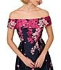 Color:Navy Pink Multi - Image 4 - Floral Jacquard Off-the-Shoulder Fit and Flare Dress