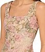 Color:Rose Multi - Image 3 - Floral Metallic Square Neck Sleeveless Front Slit Sheath Dress