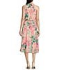 Color:Blush Multi - Image 2 - Floral Mock Halter Neck Sleeveless Blouson Midi Dress