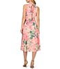 Color:Blush Multi - Image 4 - Floral Mock Halter Neck Sleeveless Blouson Midi Dress