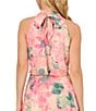 Color:Blush Multi - Image 6 - Floral Mock Halter Neck Sleeveless Blouson Midi Dress