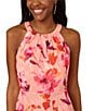 Color:Apricot Multi - Image 3 - Floral Print Chiffon Halter Neck Sleeveless Shirred Tiered Dress