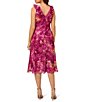 Color:Raspberry - Image 2 - Floral Print Ruffled V-Neck Sleeveless Chiffon Midi Dress