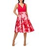 Color:Pink Red Multi - Image 1 - Floral Printed V Neckline Sleeveless Fit and Flare Midi Dress