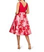 Color:Pink Red Multi - Image 2 - Floral Printed V Neckline Sleeveless Fit and Flare Midi Dress