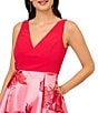 Color:Pink Red Multi - Image 3 - Floral Printed V Neckline Sleeveless Fit and Flare Midi Dress