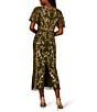 Adrianna Papell Flutter Sleeve Beaded Mesh Ankle Column Dress, Color:Olive - Image 2