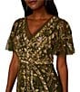 Adrianna Papell Flutter Sleeve Beaded Mesh Ankle Column Dress, Color:Olive - Image 3