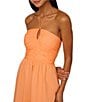 Color:Apricot Sorbet - Image 3 - Adrianna by Adrianna Papell Halter Keyhole Neck Sleeveless Shirred Midi Dress