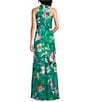 Adrianna Papell Halter Neck Keyhole Floral Print Chiffon Long Gown - Image 2