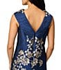 Adrianna Papell Jacquard Drape Neck Sleeveless Shift Dress - Image 3