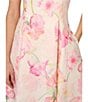 Color:Pink Multi - Image 4 - Jacquard Floral Print Halter Neck Sleeveless High-Low Dress