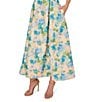 Adrianna Papell Jacquard Floral Print Halter Neck Sleeveless Rosette A-Line Midi Dress, Color:Ivory/Blue - Image 4