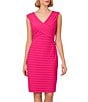 Color:Electric Pink - Image 1 - Jersey Knit Banded V-Neck Sleeveless Knee Length Sheath Dress