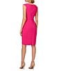 Color:Electric Pink - Image 2 - Jersey Knit Banded V-Neck Sleeveless Knee Length Sheath Dress