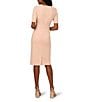 Adrianna Papell Crew Neck Short Sleeve Bow Front Crepe Sheath Dress, Color:Blush - Image 2