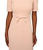 Adrianna Papell Crew Neck Short Sleeve Bow Front Crepe Sheath Dress, Color:Blush - Image 4