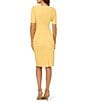 Adrianna Papell Crew Neck Short Sleeve Bow Front Crepe Sheath Dress, Color:Warm Sun - Image 2